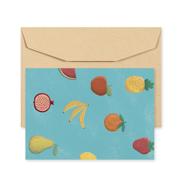 POSTCARD - 10 CUBES - FRUITS