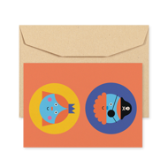 POSTCARD - MEMO FACES - ORANGE