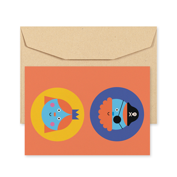 POSTCARD - MEMO FACES - ORANGE