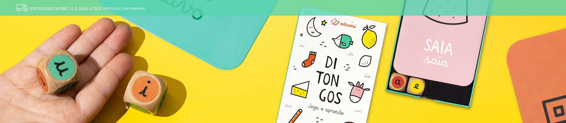 Ditongos – Joga e aprende, jogo de cartas e dados Edicare